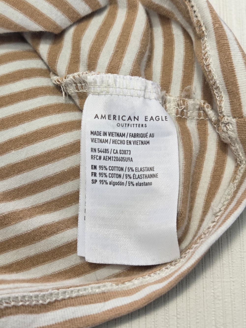 American Eagle Outfitters Beige and White Striped Tube Top-Size Med - Picture 3 of 7